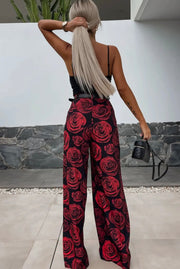 Kym Roses Wide Leg Trousers-RED