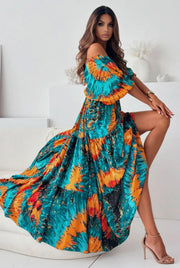 Zendaya patterned batwing maxi dress