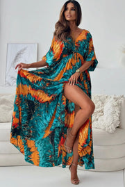 Zendaya patterned batwing maxi dress