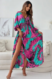 Zendaya patterned batwig maxi dress