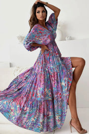 Zendaya patterned batwig maxi dress