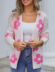 Floral Jacquard Sweater Knitted Cardigan