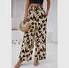 All over print pockets elastic band belt pants