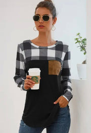 Cozy chic plaid patchwork top