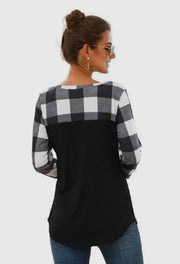 Cozy chic plaid patchwork top