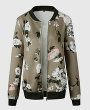 Floral printed zip up bomber jacket