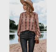 Graphic print strip loose fit top