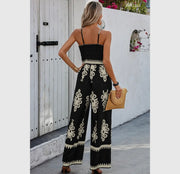 Off shoulder ruched printed high waist jumpsuit