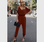 Petite cold shoulder wrap jumpsuit