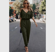 Petite cold shoulder wrap jumpsuit