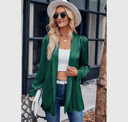 Puff sleeve open blazer solid suit