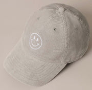 Happy Face Embroidered Corduroy