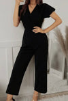 Short sleeve fit v neck jumpsuit