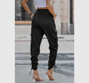 Solid pockets Ruffle slip sport pant