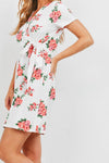 Floral print tie wrap midi dress