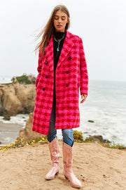 Textured Knit Tweed Double Button Coat Jacket