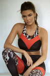 Cheetah Print Active Colorblock Sports Bra