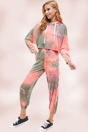 JOGGERS SETS TIE DYED HOODIE JOGGER PANT SET