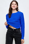 Waffle Knitted Cropped Sweater Top