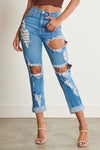 HIGH WAISTED DISTRESSED BOYFRIEND JEAN