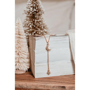 Dainty Moon & Star Necklace with Rhinestones