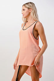 Vegan Leather Binding Cami Tank Top
