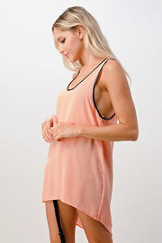 Vegan Leather Binding Cami Tank Top