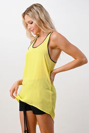 Vegan Leather Binding Cami Tank Top