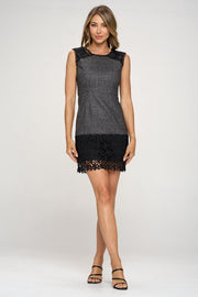 Contrast Lace Yoke Mini Dress