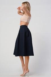 Pleated Waist Mid-Length Puffy Skirt