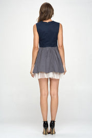 Beading detail two tone mini dress