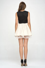 Beading detail two tone mini dress