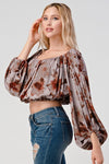 Off shoulder blouse top Balloon sleeve floral