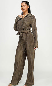 Pleated Shirt & Pants Set