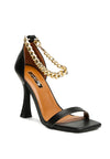 VENUSTA HEEL SANDAL WITH METAL CHAIN IN GOLD