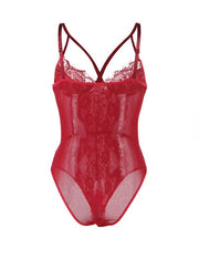 Crotch Polka dot mesh Deep V Fashion Bodysuit