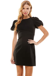 Bubble Sleeve Bow Back Dress