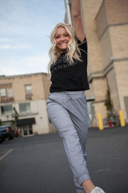 UPTOWN Lightweight Joggers in Grey Plaid