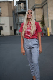 UPTOWN Lightweight Joggers in Grey Plaid