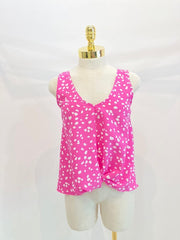 Hi low V neck knot front sleeveless tank top