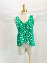 Hi low V neck knot front sleeveless tank top