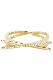 CZ Gold-Dipped Criss Cross Adjustable Ring