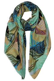 Colorful Palm Leaf Print Scarf