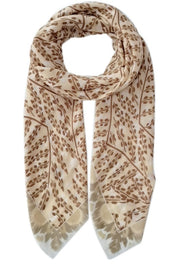 Solid Leaves Print Scarf