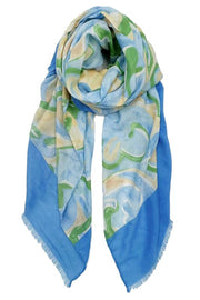 Bordered Swirl Print Scarf
