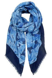 Solid Palm Leaf Print Scarf