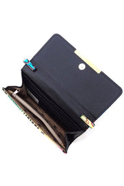 Queen Bee Stripe Graffiti Crossbody Clutch Wallet