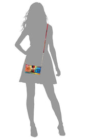 Queen Bee Stripe Graffiti Crossbody Clutch Wallet