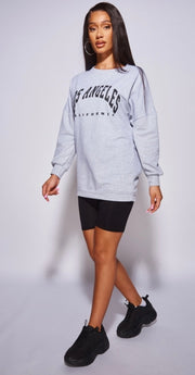 Grey LA Slogan Oversized Sweatshirt