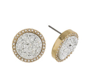 Druzy Disc Stud Earrings